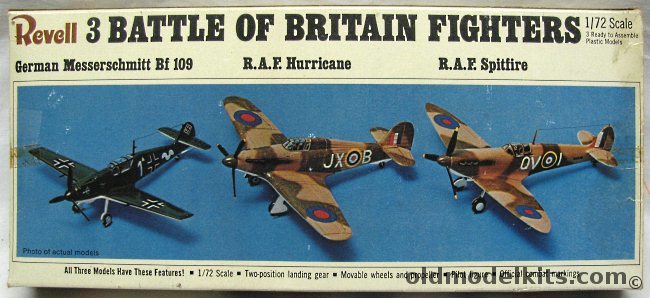 Revell 1/72 3 Battle of Britain Fighters Hurricane Spitfire Bf-109, H682-130 plastic model kit